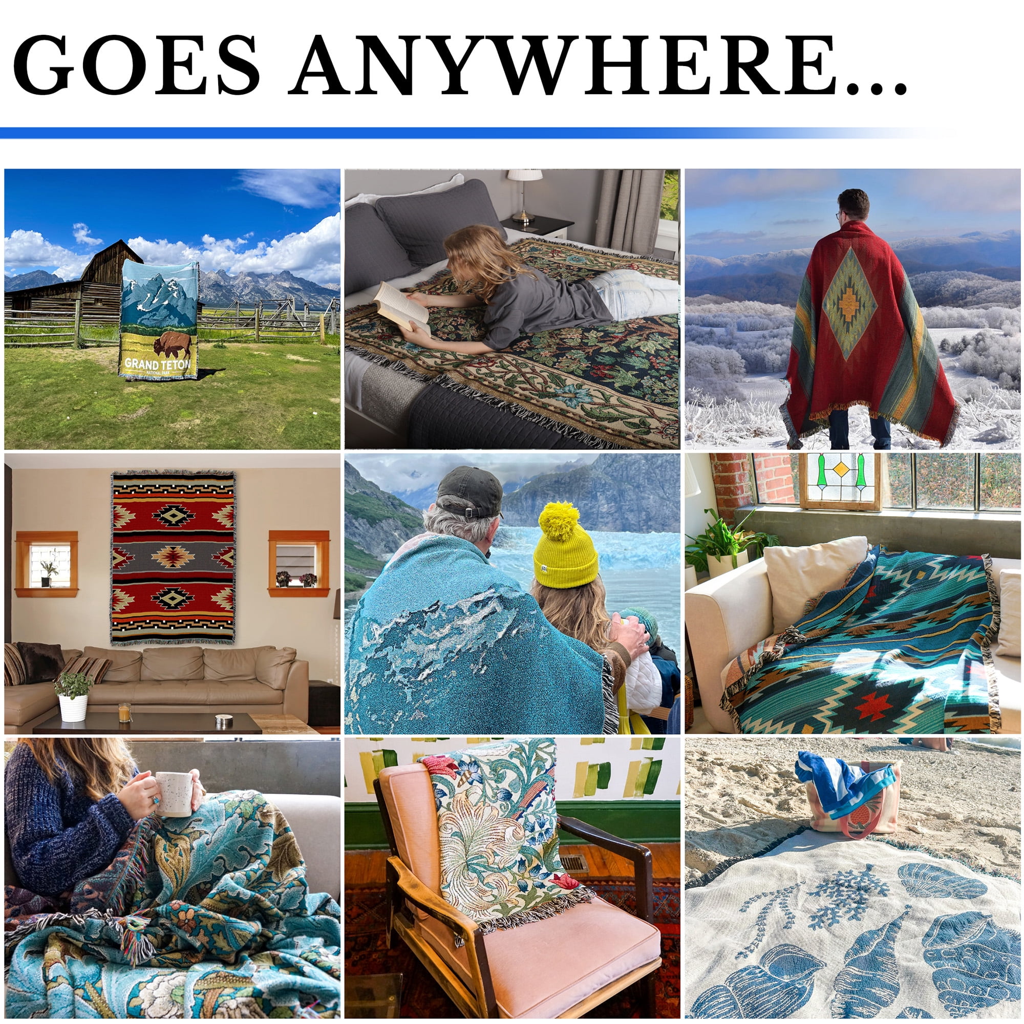 Pure Country Weavers Balpinar Blanket - Southwest - Tapestry Throw Woven from Cotton - Made in The USA (72x54)