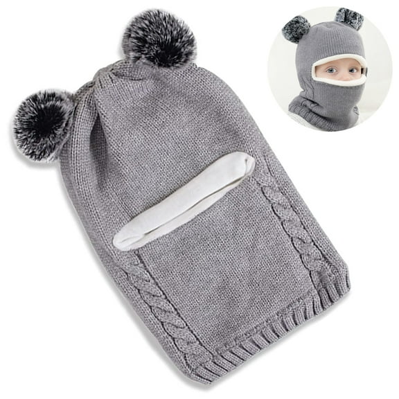 1 pcs Baby Winter Hat Scarf Set, Unisex Infant Toddler Kids Hat Scarf,Grey