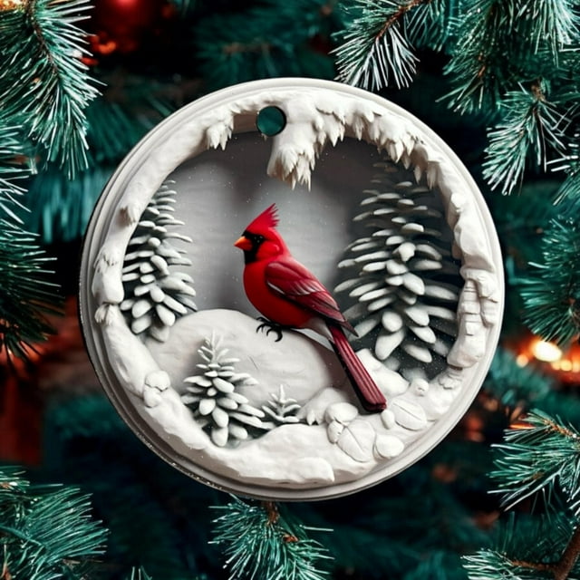 Personalized Cardinal Christmas Ornament, Winter Scene Decoration, Holiday Gift, Christmas - As Picture - 10-Pack
