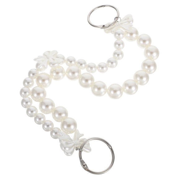 OFFIGAM White Faux Bow Pendant Bag Hanging Decoration Purse Strap Accessory