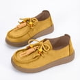 thumbnail image 4 of Shrysg Women's Vintage Faux Leather Beaded Lace Up Casual Shoes Soft Sole Round Toe Loafer Comfortable Slip On Walking Shoes for Daily Wear Yellow, 4 of 7