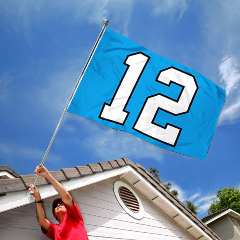 Dutern Double Sided 12th Man Light Blue Flag Banner 3 Ply with Brass Grommets 3x5 Feet