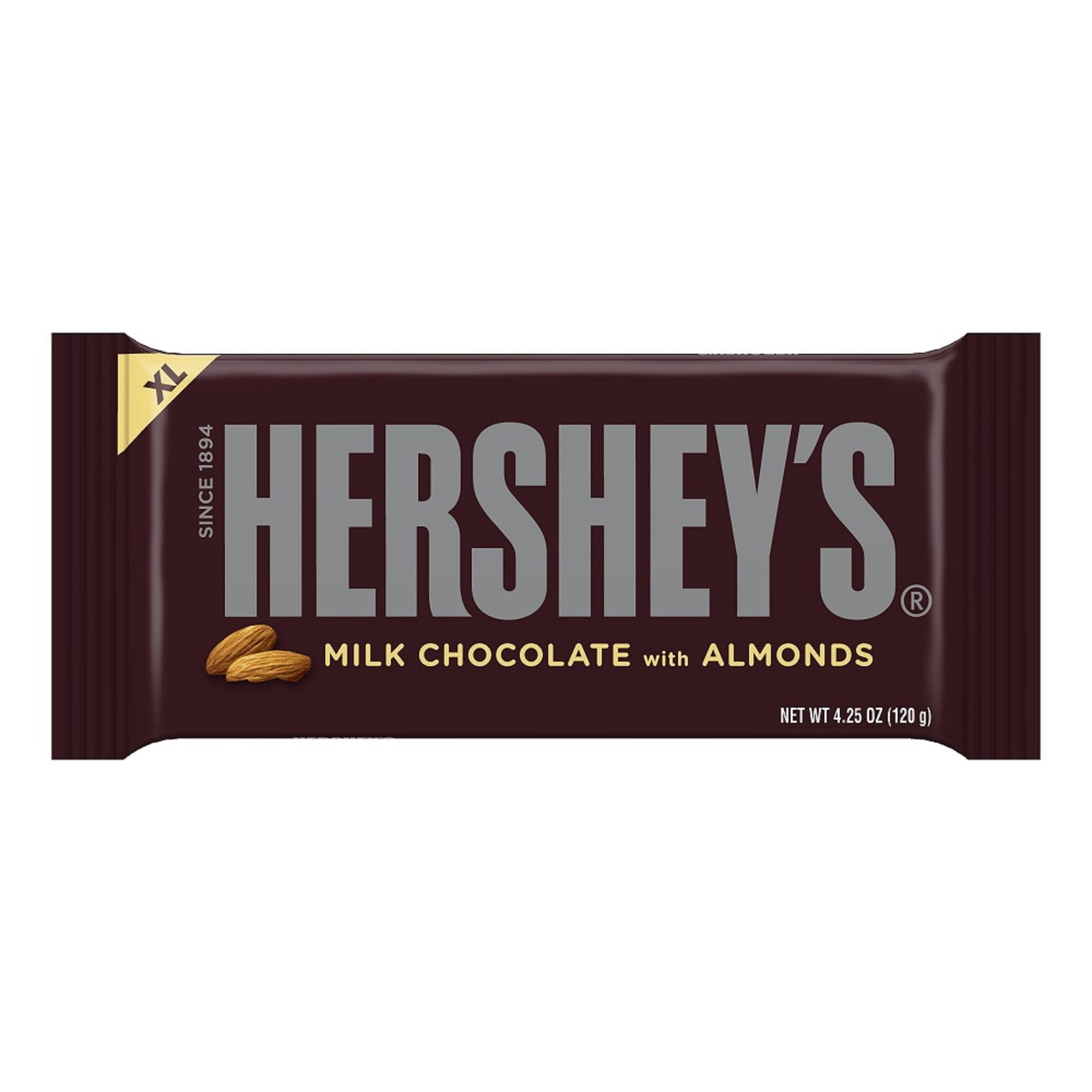 Hershey's Milk Chocolate with Almonds Candy, XL, Bulk Chocolate Candy, 4.25 oz, Bar