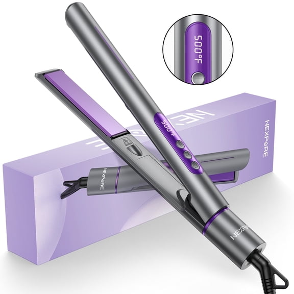 NEXPURE New Upgrade Ionic Flat Iron , Fast Heating Professional Salon 2-in-1 Ceramic Hair Straightener and Curler,Dual Voltage for Travel