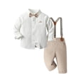 thumbnail image 3 of HAYIMI Toddler Boys Long Sleeve Solid Color T Shirt Tops Suspenders Pants Child Kids Gentleman Outfit Sets Comfort Clothes Sets, 3 of 6