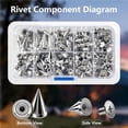 thumbnail image 4 of 354 Sets Punk Spikes and Studs Kit，8 Sizes Cone Spikes,Metal Tree Spikes Studs for Leathercraft and Punk Style Clothing Accessories DIY Craft Decoration, 4 of 7