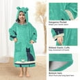 thumbnail image 3 of FORMRS Wearable Blanket Hoodie with Sleeves for Kids Cozy Flannel Sweatshirt, Green Cat, 3 of 7