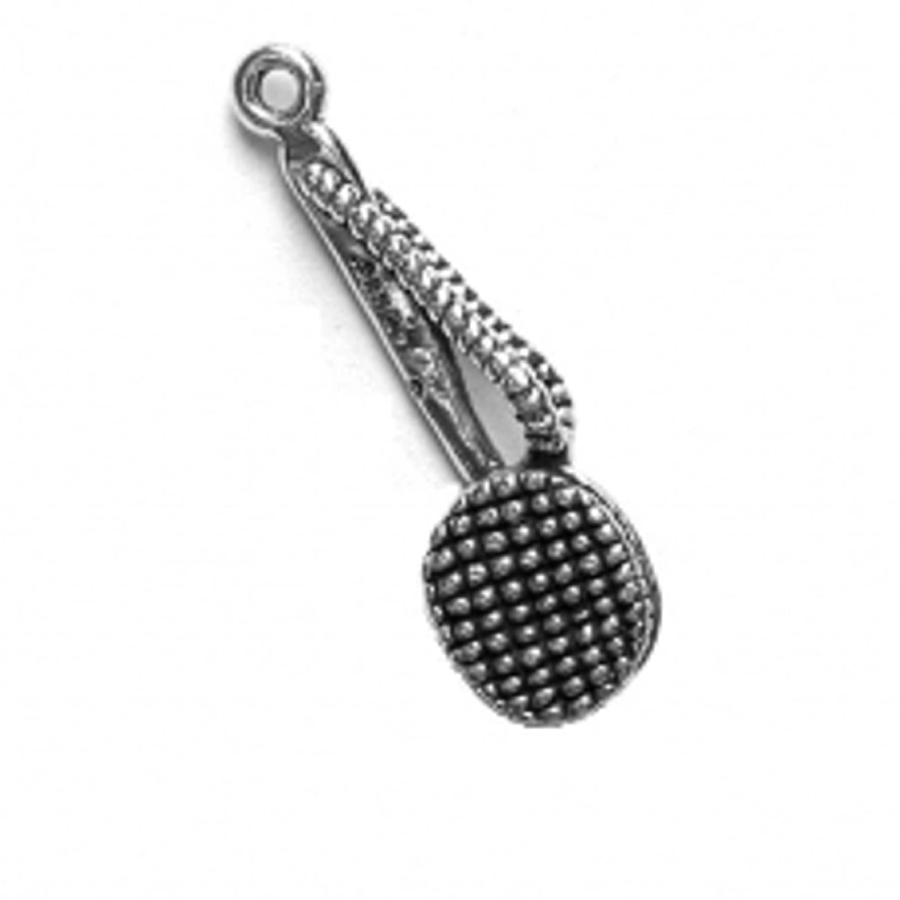 Sterling Silver Womens 1mm Box Chain 3D Bath Body Brush Pendant Necklace