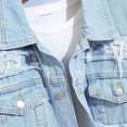 thumbnail image 5 of Men's Ripped Denim Trucker Jacket, Button Front Casual Jean Coat with Patch Long Sleeve Outerwear for Street Work Travel Daily, 5 of 8