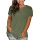 thumbnail image 1 of Blusas Umfun para mujer, cuello redondo liso, manga corta, blusa informal versátil, verde militar, talla 2XL, 1 of 4