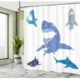 thumbnail image 5 of Ambesonne Indigo Shower Curtain, Grunge Sharks Wildlife, 69"Wx75"L, Royal Blue, 5 of 5