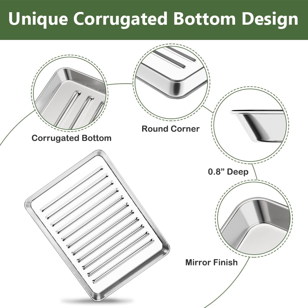 9" X 7" X 1" Stainless Steel Cookie Sheet and Wire Rack Bakeware Set