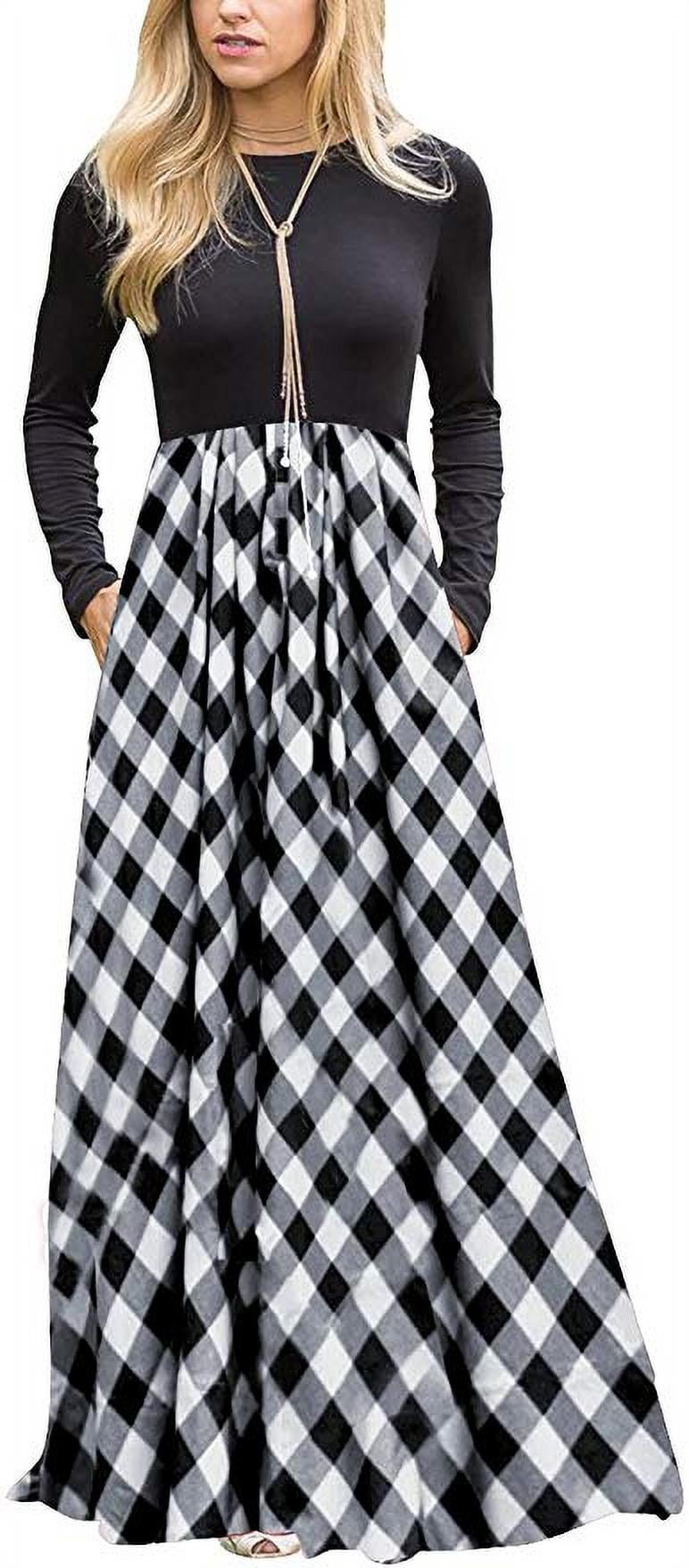 Aozwin Women's Plaid Long Sleeve Empire 