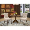 thumbnail image 2 of East West Furniture Hartland 3-piece Wood Dining Set in Walnut/Light Tan, 2 of 6