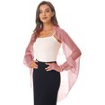thumbnail image 3 of YONGHS Womens Sheer Chiffon Shrugs Boleros Cardigan Shawl Lightweight Sun Protection Cover Ups Dusty Pink One Size, 3 of 7