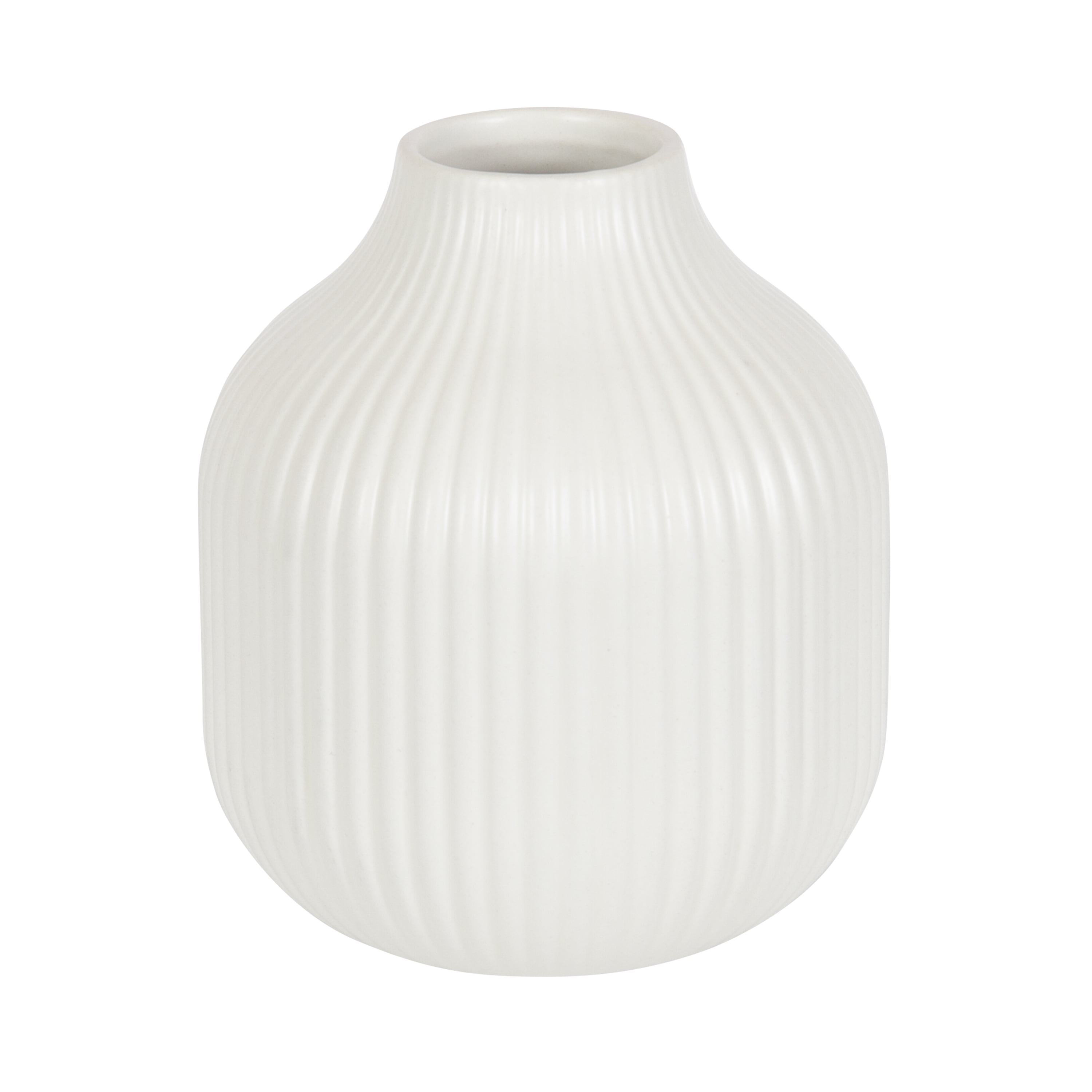 Better Homes & Gardens 6" Ribbed Ceramic Cream Vase