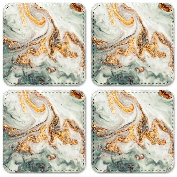 Vinyl Drink Coasters - Set of 4 - Gold Granite