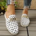 thumbnail image 6 of Samdudou Mules for Women Polka Dot Slip On Backless Loafers Closed Toe Flat Shoes with Metal Chain Buckle Decor for Casual Dress, 6 of 9