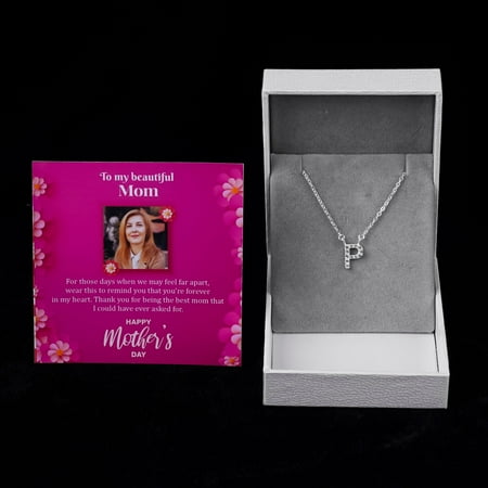 Personalized Gift For Mom - Personalized Initial Necklace - Happy Mother's Day, Name Necklace for Woman, Jewelry Gift PU Leather Box