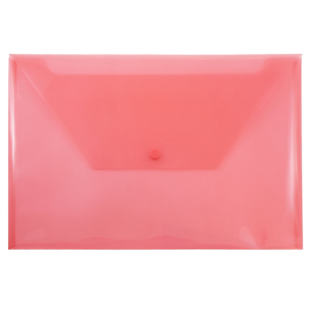 JAM Plastic Snap Envelopes, 9.8x14.5, 12/Pack, Red