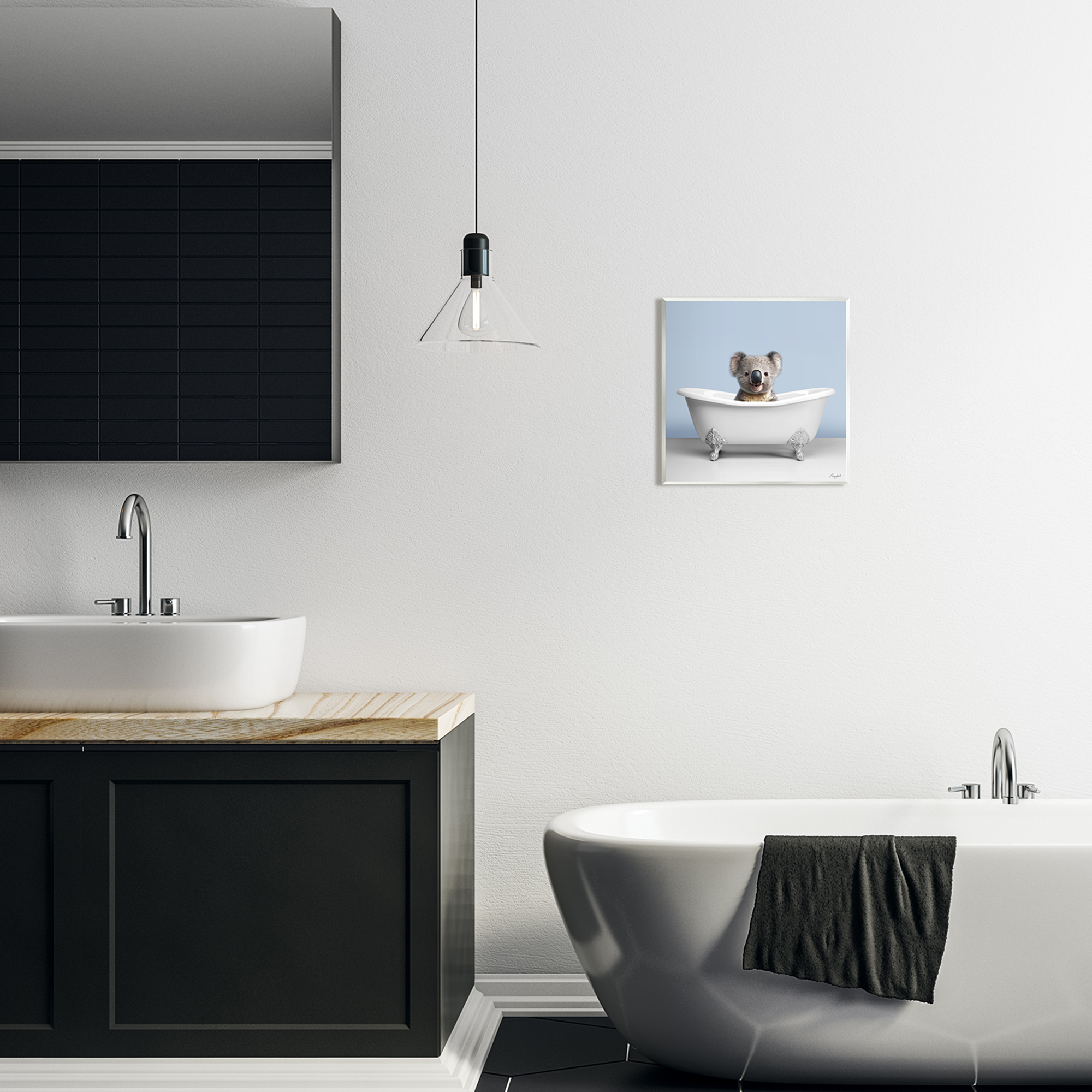 Stupell Industries Baby Koala in Bathtub Animals & Insects Painting Unframed Art Print Wall Art, 12 x 12