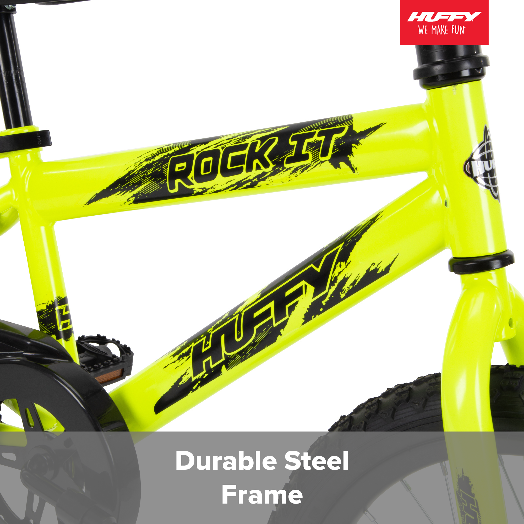 Huffy 18 in. Rock It Kids Bike for Boys Ages 4 and up, Child, Neon Powder Yellow - image 5 of 16