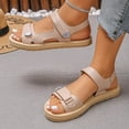 thumbnail image 5 of Miluxas Leather Platform Sandals Women Solid Color Round Toe Sandals Women Personalized Stylish Footwear Beige 9.5(43), 5 of 8