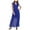 Blue, variant on DKNY Womens Blue Sheer Patterned Cap Sleeve V Neck Full-Length Fit + Flare Dress 4