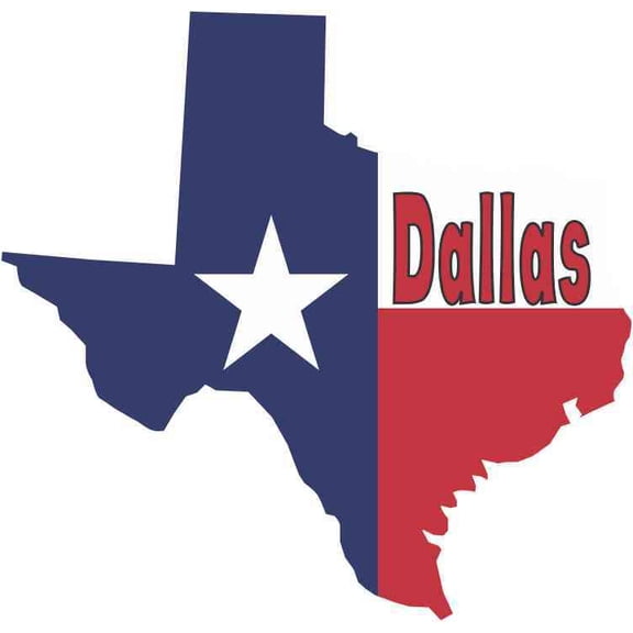 5in x 5in Dallas Texas Flag Decal Bumper Sticker Truck Window Vi