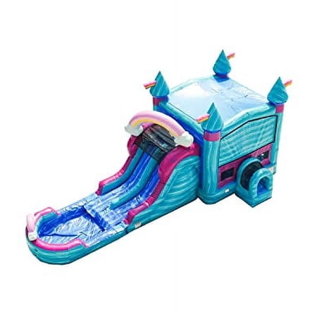 JumpOrange XLD Series Kids Inflatable Bouncer with Detachable Deep Pool Blue