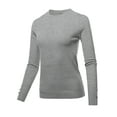 thumbnail image 2 of A2Y Women's Fitted Viscose Crew Neck Long Sleeve Metal Button Detail Sweater Heather Grey L, 2 of 6