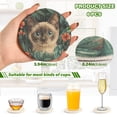 thumbnail image 2 of Yayeee 6 PCS Drink Coasters with Holder Set Woven Absorbent Round Tabletop Hot Pad, Flowers and Cat, 2 of 7