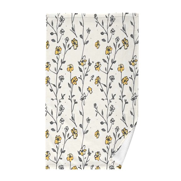 Pure Cotton Face Towel 16x28 Inches Hand Towel Bath Towel Hand Bath Towels Soft Good Water Absorption for Washing Face Wiping Face Yellow Line Flower