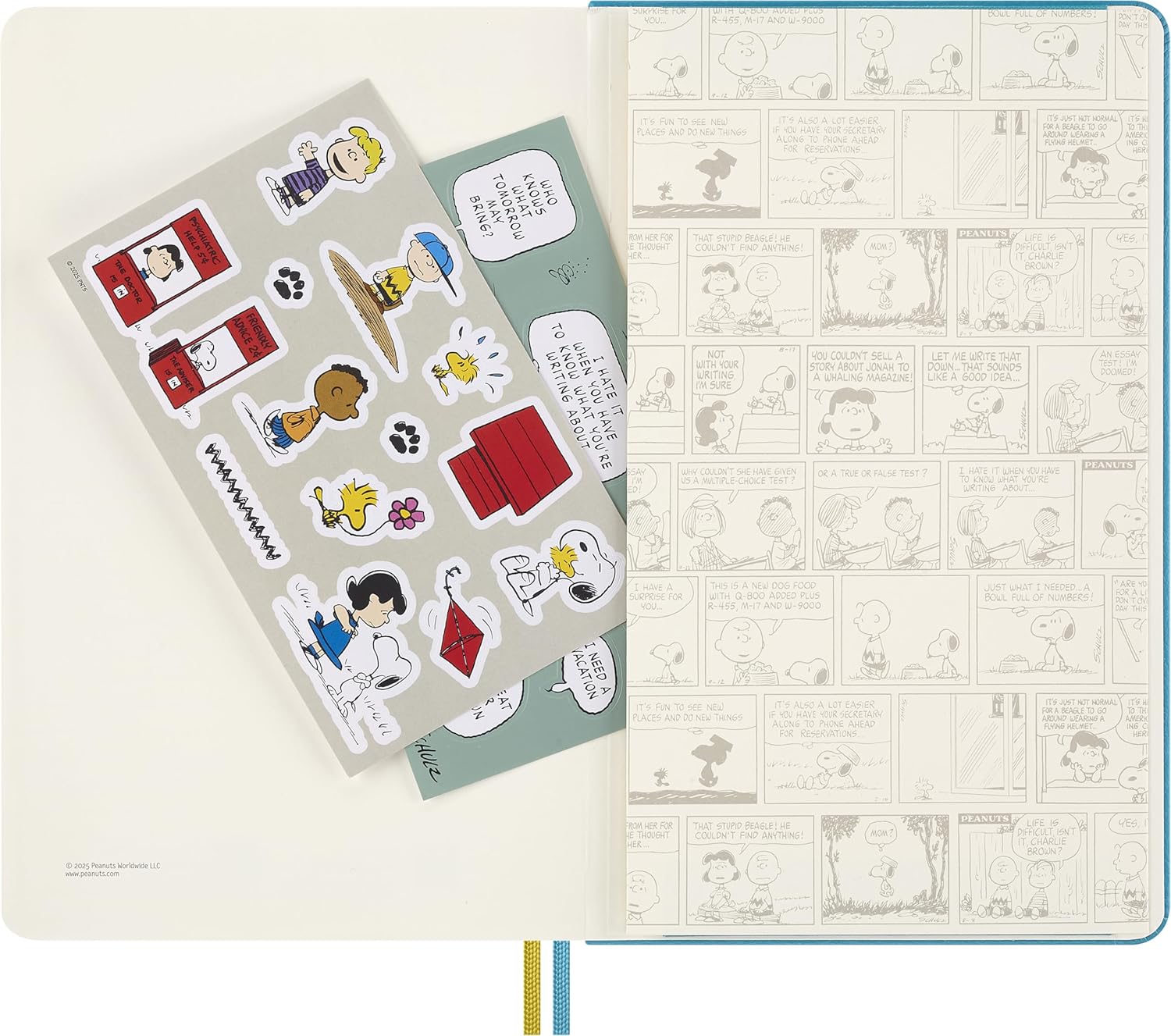 Moleskine Limited Edition Peanuts 'Charlie & Lucy' 18 Month 2025-2026 Weekly Planner, Hard Cover, Large (5" x 8.25"), Reef Blue, 208 pages