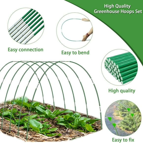 Paokuoon Greenhouse Kit Greenhouse s Kit 17 Inch Poles Green Garden s with Clamps Connectors Grow Tunnel Support Frame for Garden Raised Bed