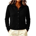 thumbnail image 2 of Clearence! Womens Sweaters Collared Button Down Knitwear Long Sleeve Lightweight Fall Tops Casual Daily Work Office Cardigan for Fall Winter, 2 of 5
