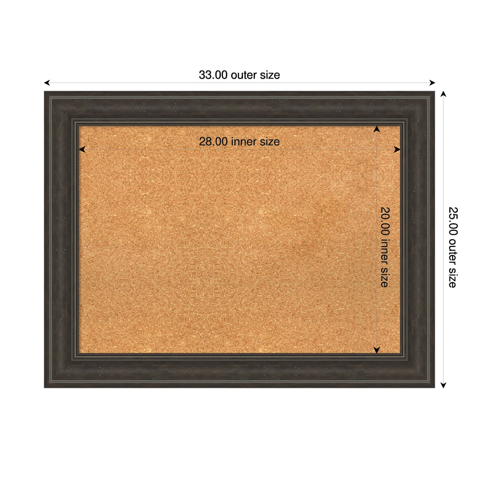 Amanti Art Natural Cork Board Framed Shipwreck Greywash Bulletin Board 33 in. x 25 in.