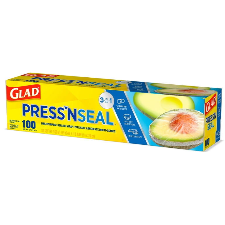 Glad Press'n Seal Plastic Food Wrap, 100 sq ft Roll