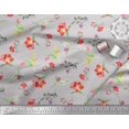 thumbnail image 2 of Soimoi Gray Japan Crepe Satin Fabric Leaves & Tulip Floral Print Fabric by the Yard 42 Inch Wide, 2 of 3