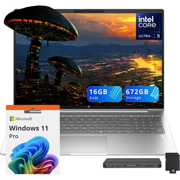 HP ProBook 460 G11 16" WUXGA Laptop, Intel Ultra 5 125U, 16GB DDR5, 672GB Storage (512GB SSD 160GB Docking Station Set), Intel Graphics, Numeric Keypad, Webcam, Wi-Fi 6E, Windows 11 Pro, Pike Silver