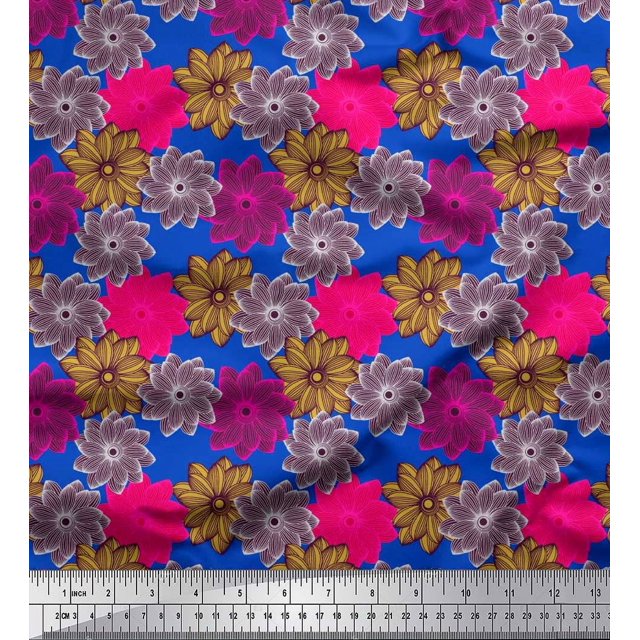 Soimoi Moss Georgette Fabric Flower Artistic Fabric Prints By Yard 42 Inch Wide