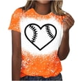 thumbnail image 2 of DeHolifer Womens Tops Short Sleeve Crewneck Baseball Graphic Printed Casual Tee T Shirt Summer Fashion Blouse Orange S, 2 of 5