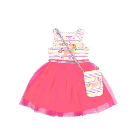 Glitter Unicorn and Rainbow Mesh Dress (Little Girls)