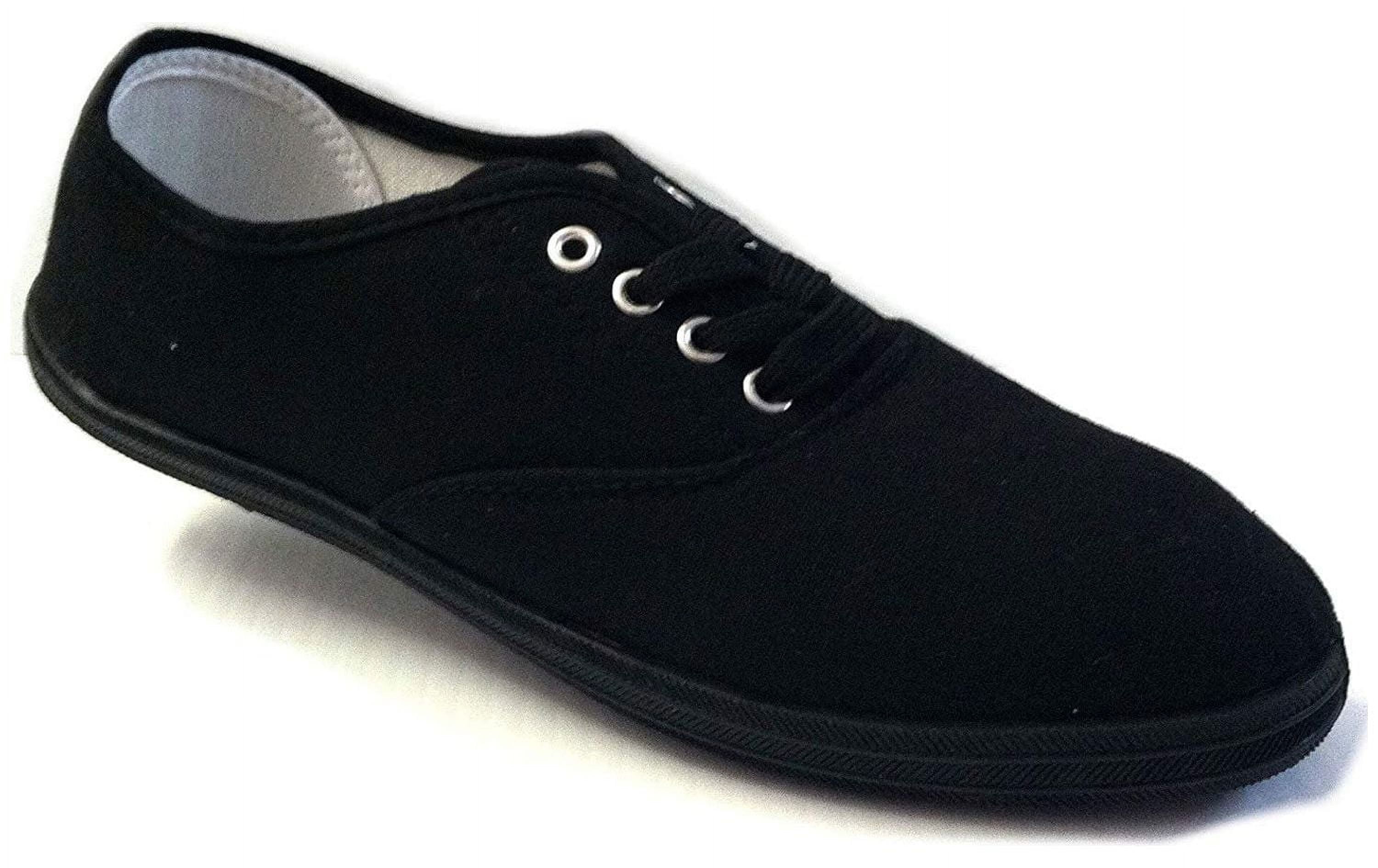 Shoes8teen Womens Canvas Shoes Lace up Sneakers 324 Black/Black 9
