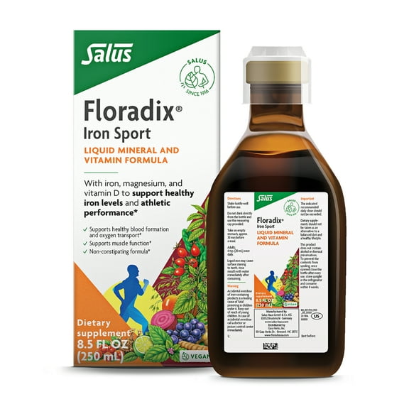 Floradix Iron Sport Liquid Mineral & Vitamin Formula - Daily Nutrition & Energy Support* - Sports Nutrition with Iron, B Vitamins & More - Vegan & Non-GMO - 8.5 fl oz