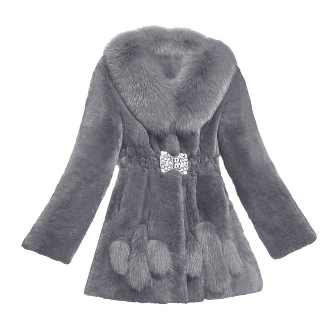 WEIYLL Womens Fleece Jacket Warm Outwear Plush Solid Color Long Sleeve Overcoat Grey Fall Clothes Size XL