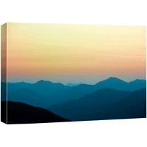 wall26 Canvas Print Wall Art Sunset & Orange Sky Over Mountain Range Nature Wilderness Photography Modern Art Rustic Scenic Colorful Multicolor for Living Room, Bedroom, Office - 12"x18&quot