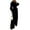 Black, variant on Women's Casual 2-Piece Tweed Set, Solid Color Notched Collar Top and Long Pants, Fall and Winter Fashion Outfit,White L