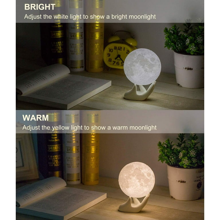  Mydethun 3D Moon Lamp with 5.9 Inch Wooden Base - Gifts for  Women, LED Night Light, Mood Lighting with Touch Control Brightness for  Home Décor, Bedroom, Kids Birthday Moon Light Gift 