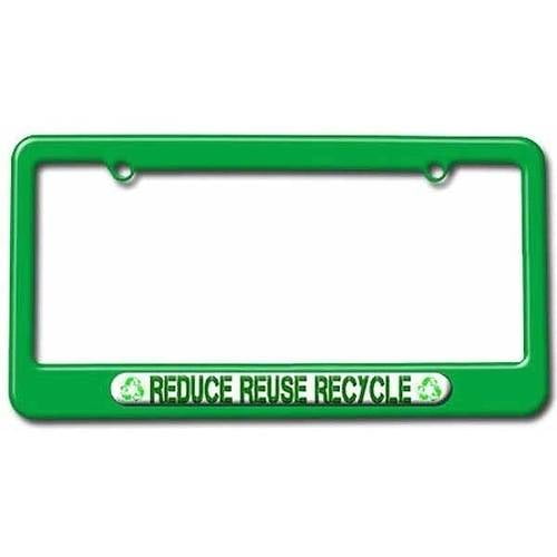 Reduce Reuse Recycle, Green License Plate Tag Frame, Multiple Colors